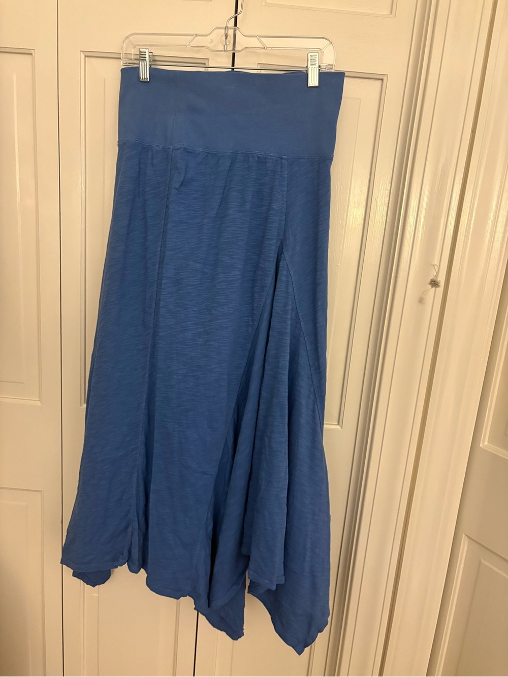 Wilt Blue Asymmetrical Flowy Maxi Skirt